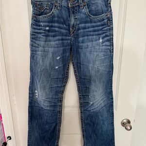 Silver Jeans Men's Distressed Blue Relaxed Jeans